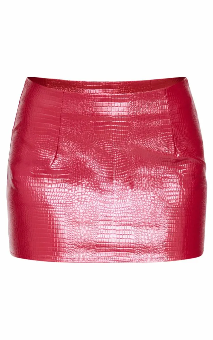 Croc Faux Leather Low Rise Micro Mini Skirt-PrettyLittleThing Best