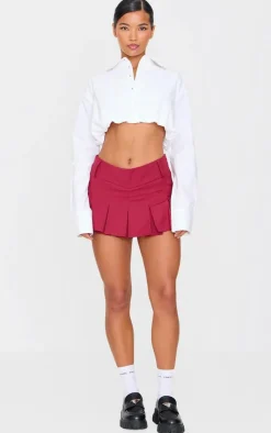 Dip Waist Tailored Woven Pleated Mini Skort-PrettyLittleThing Online