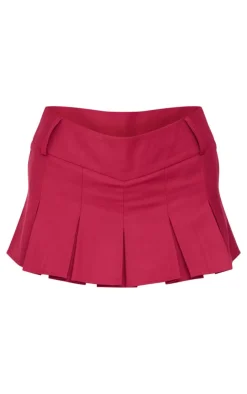 Dip Waist Tailored Woven Pleated Mini Skort-PrettyLittleThing Online