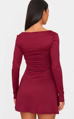 Double Contour Square Neck Long Sleeve Bodycon Dress-PrettyLittleThing Outlet