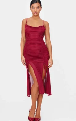 Double Layer Mesh Cowl Midi Dress-PrettyLittleThing Best
