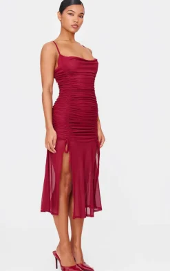 Double Layer Mesh Cowl Midi Dress-PrettyLittleThing Best