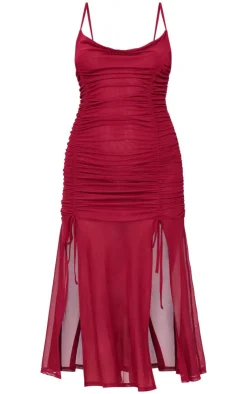 Double Layer Mesh Cowl Midi Dress-PrettyLittleThing Best