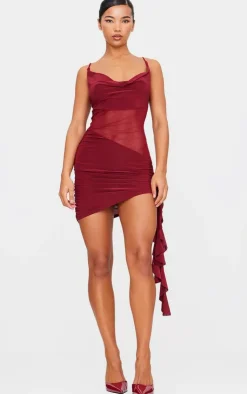 Double Layer Slinky Mesh Panel Bodycon Dress-PrettyLittleThing Clearance