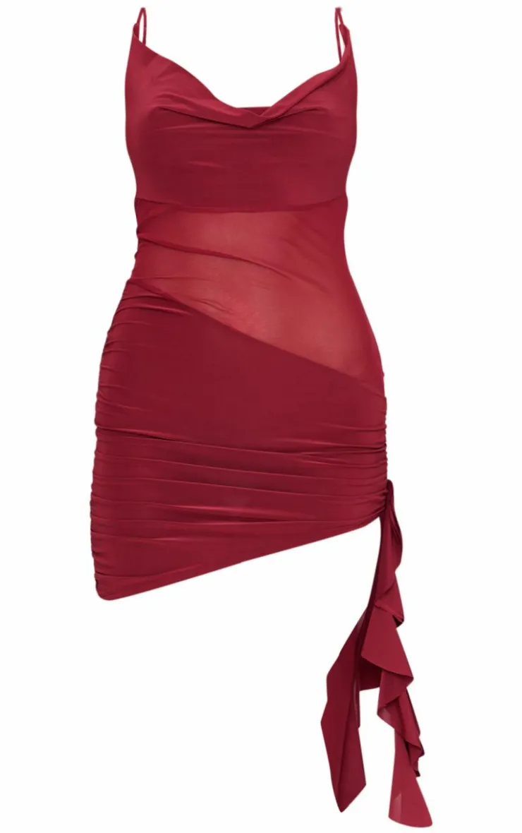 Double Layer Slinky Mesh Panel Bodycon Dress-PrettyLittleThing Clearance