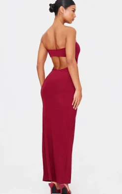 Double Layer Slinky Bandeau Low Back Maxi Dress-PrettyLittleThing Sale