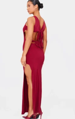 Double Layer Slinky Tie Back Maxi Dress-PrettyLittleThing Hot