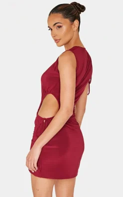Double Layer Slinky Ruched Cut Out Mini Dress-PrettyLittleThing Clearance