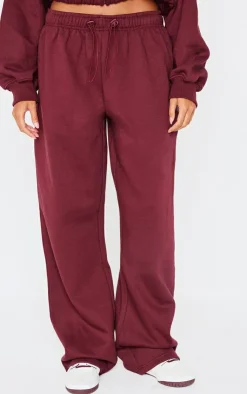 Sale PrettyLittleThing Drawcord Hem Oversized Sweatpants Burgundy