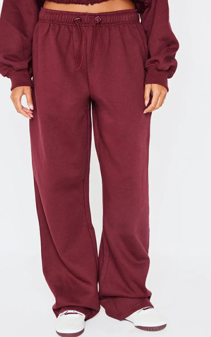 Sale PrettyLittleThing Drawcord Hem Oversized Sweatpants Burgundy