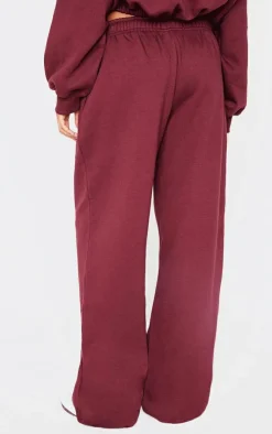 Sale PrettyLittleThing Drawcord Hem Oversized Sweatpants Burgundy