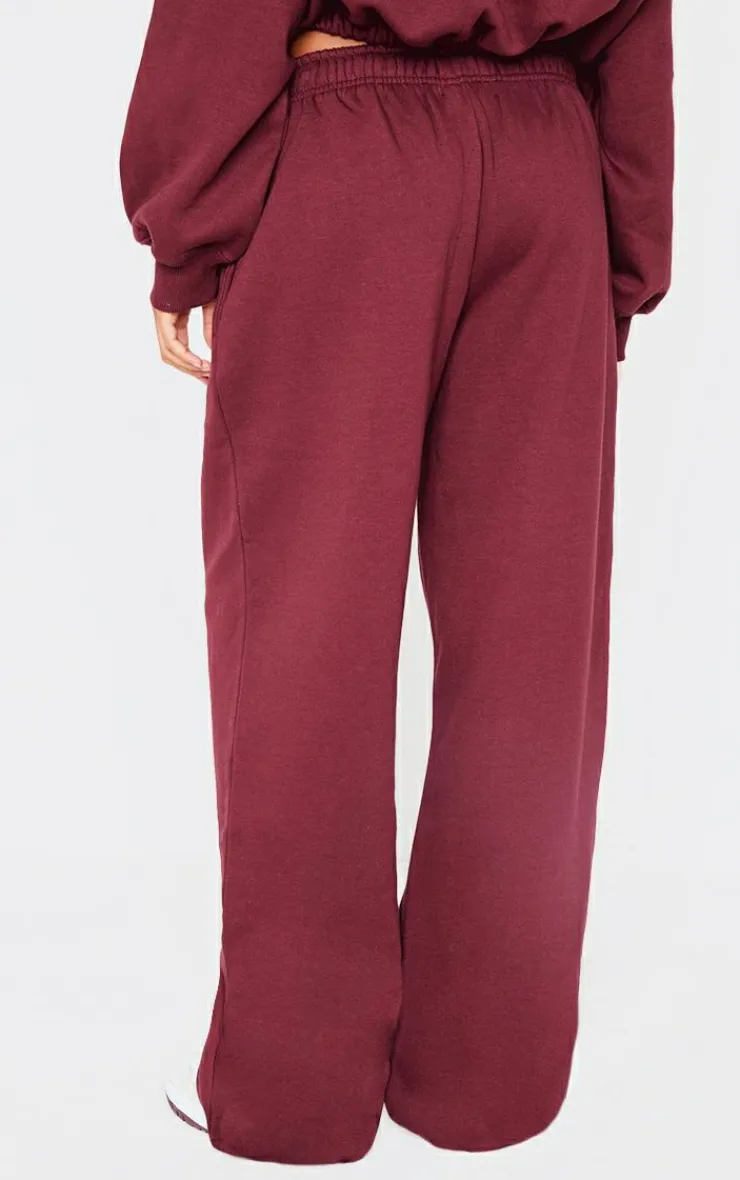 Sale PrettyLittleThing Drawcord Hem Oversized Sweatpants Burgundy
