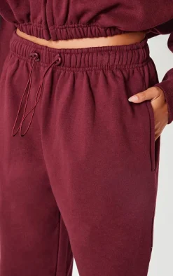 Sale PrettyLittleThing Drawcord Hem Oversized Sweatpants Burgundy