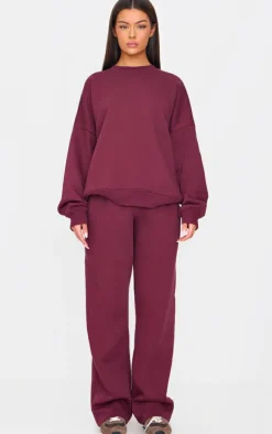 Outlet PrettyLittleThing Drawstring Wide Leg Sweatpants Burgundy