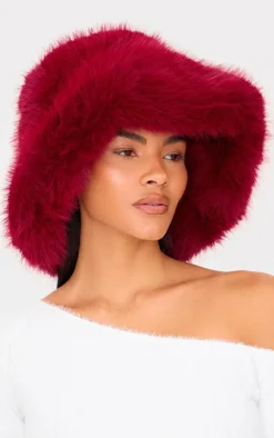 PrettyLittleThing Hats*Faux Fur Fluffy Bucket Hat
