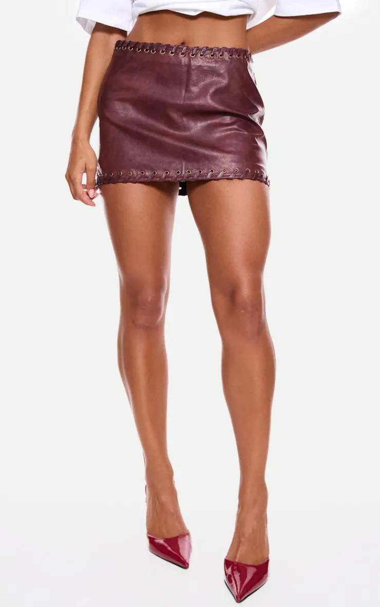 Faux Leather Plaited Mini Skirt-PrettyLittleThing Best