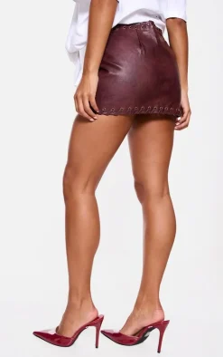 Faux Leather Plaited Mini Skirt-PrettyLittleThing Best