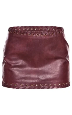 Faux Leather Plaited Mini Skirt-PrettyLittleThing Best