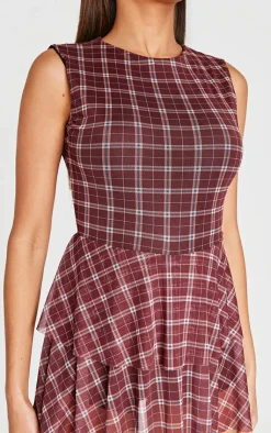 PrettyLittleThing Thanksgiving Outfits*Gingham Print Mesh Rara Skort Romper