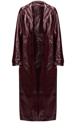 PrettyLittleThing Faux Leather Jackets*High Shine Textured Faux Leather Maxi Coat