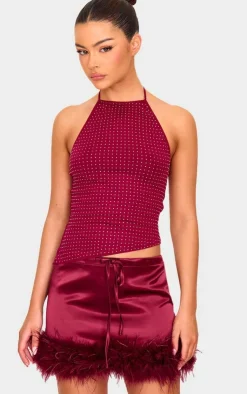 Hot Fix Halterneck Open Back Long Top-PrettyLittleThing Outlet