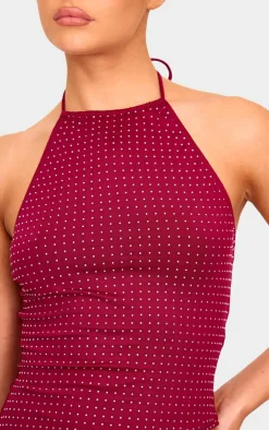 Hot Fix Halterneck Open Back Long Top-PrettyLittleThing Outlet