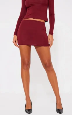 Clearance PrettyLittleThing Jersey Low Waist Micro Mini Skirt Burgundy