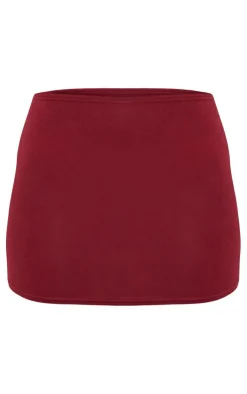 Clearance PrettyLittleThing Jersey Low Waist Micro Mini Skirt Burgundy