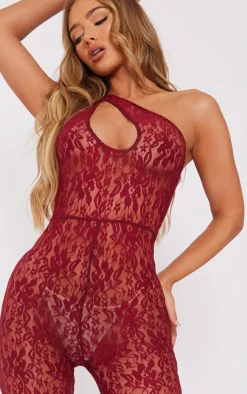 Lace One Shoulder Cut Out Jumpsuit-PrettyLittleThing Discount