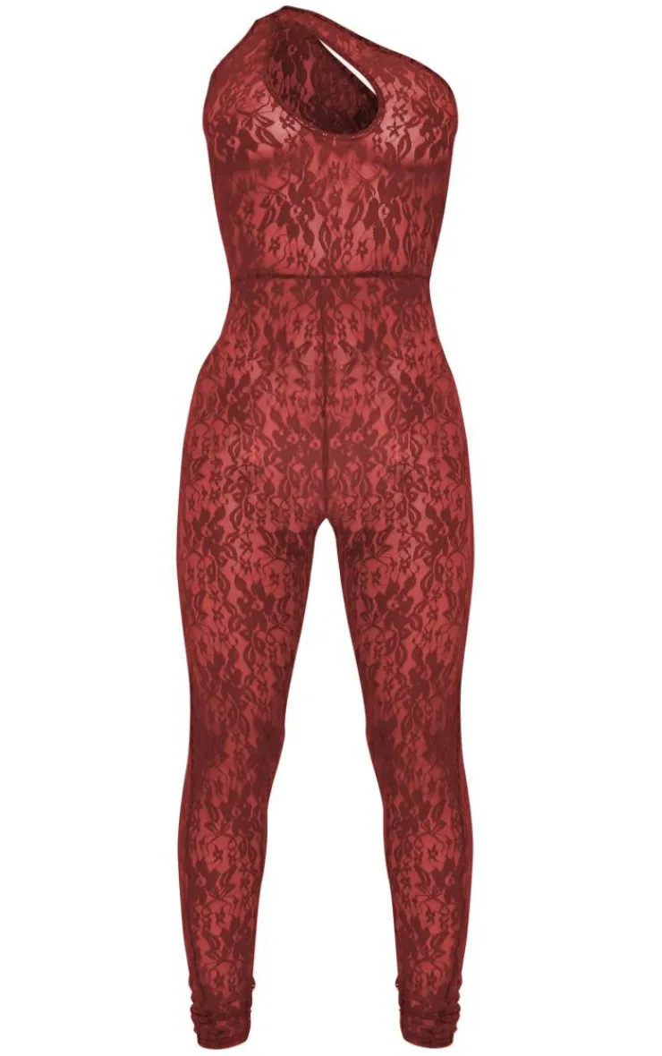 Lace One Shoulder Cut Out Jumpsuit-PrettyLittleThing Discount