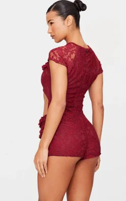 Lace Ruffle Detail Cut Out Rara Skort Romper-PrettyLittleThing Hot