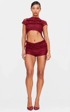 Lace Ruffle Detail Cut Out Rara Skort Romper-PrettyLittleThing Hot