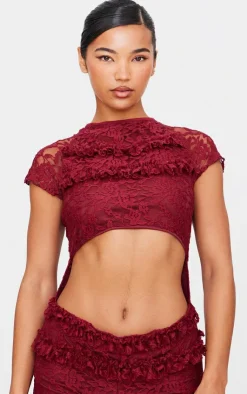 Lace Ruffle Detail Cut Out Rara Skort Romper-PrettyLittleThing Hot