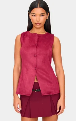 PrettyLittleThing Christmas Day Outfits*Longline Faux Suede Vest