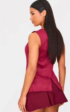 PrettyLittleThing Christmas Day Outfits*Longline Faux Suede Vest