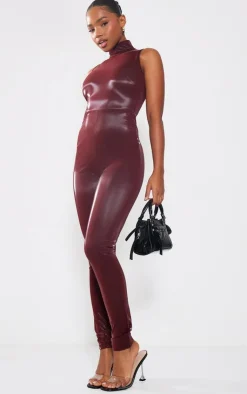 PrettyLittleThing Christmas Party Outfits*Matte Vinyl High Neck Jumpsuit