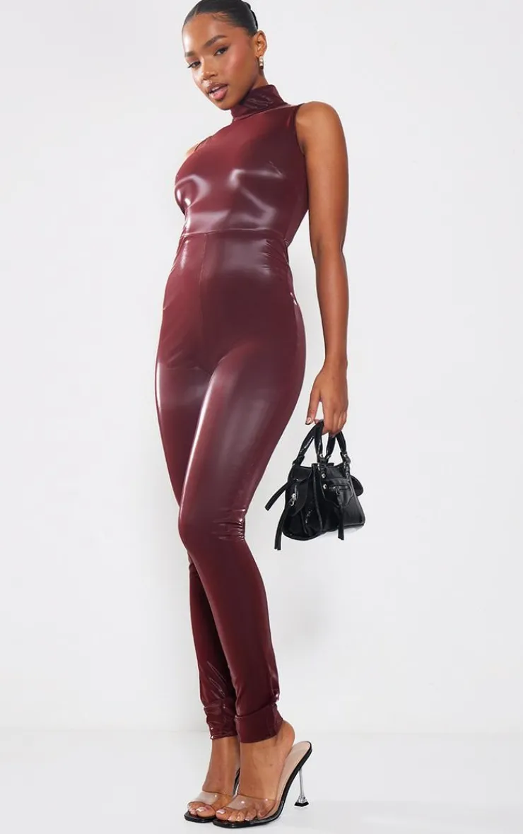 PrettyLittleThing Christmas Party Outfits*Matte Vinyl High Neck Jumpsuit