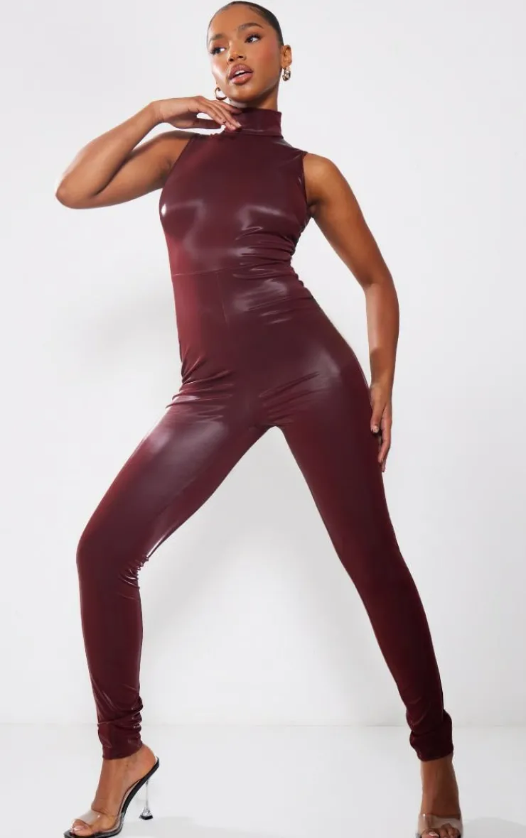 PrettyLittleThing Christmas Party Outfits*Matte Vinyl High Neck Jumpsuit