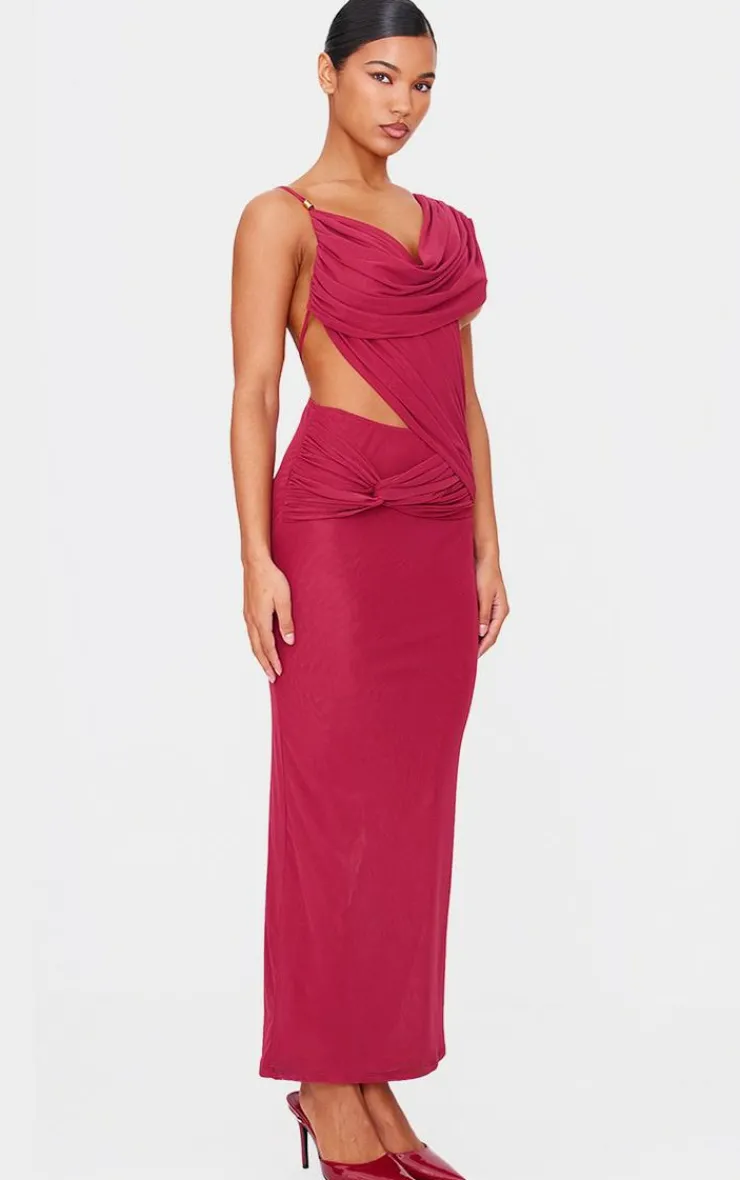 Mesh Draped Cut Out Maxi Dress-PrettyLittleThing Hot