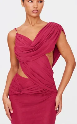 Mesh Draped Cut Out Maxi Dress-PrettyLittleThing Hot