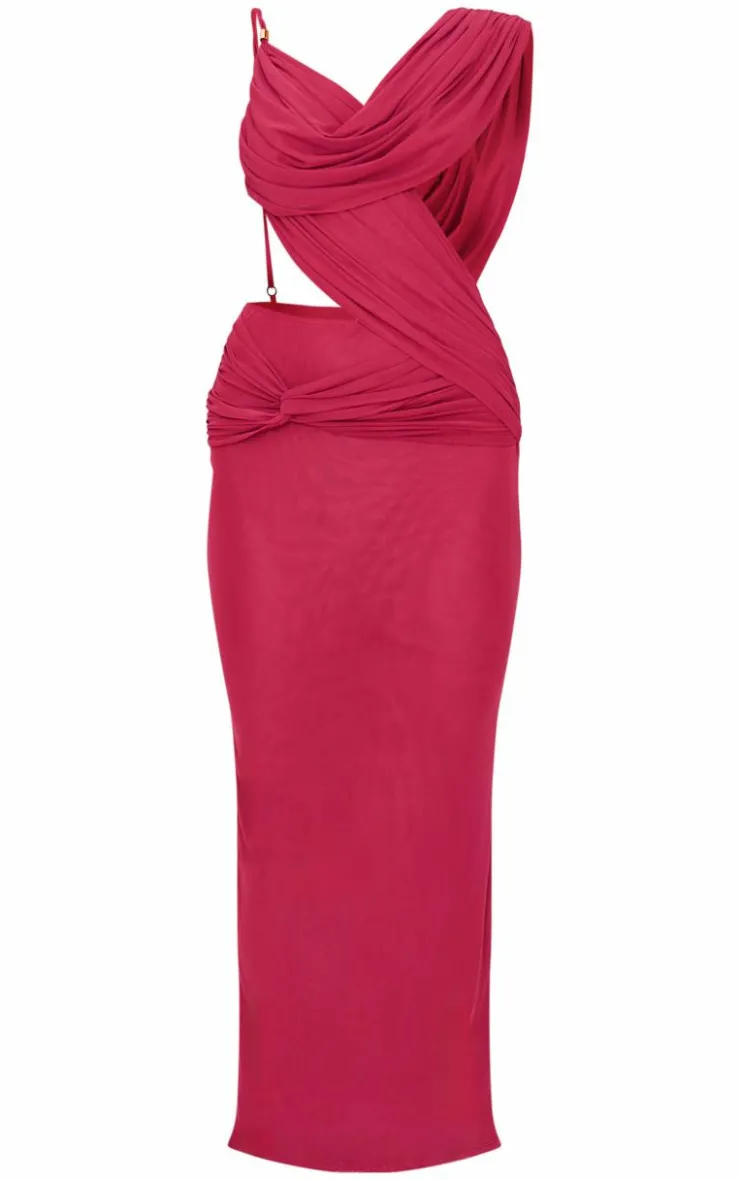 Mesh Draped Cut Out Maxi Dress-PrettyLittleThing Hot