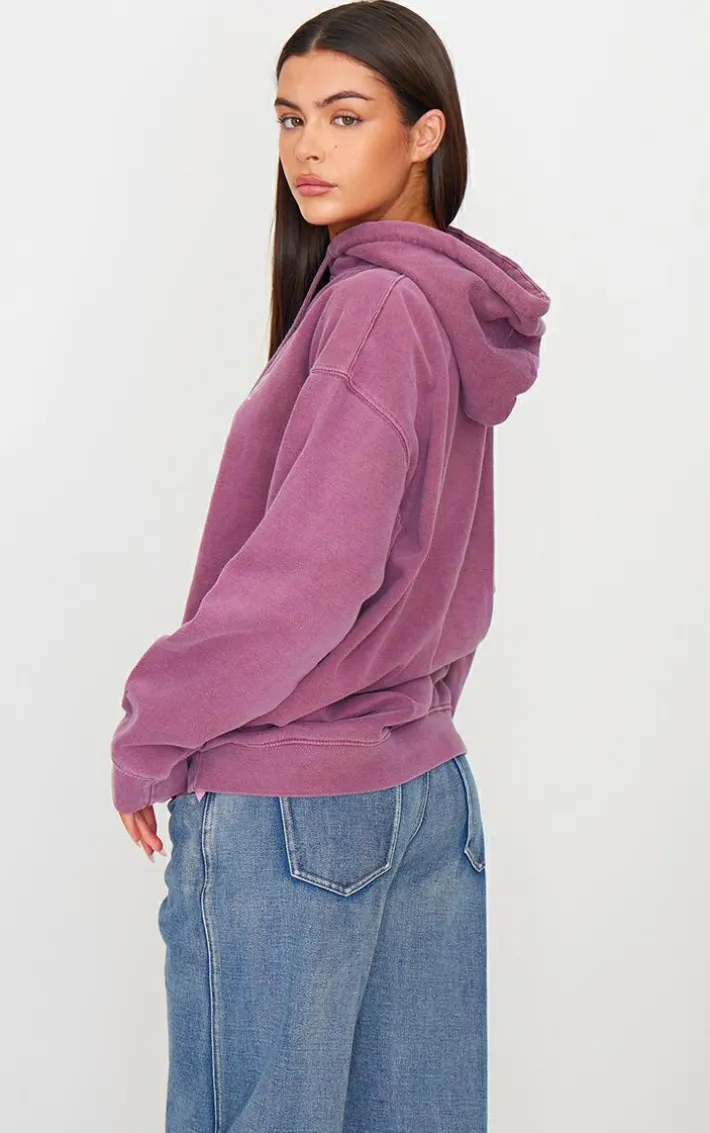 Burgundy New York Cherry Embroidered Hoodie