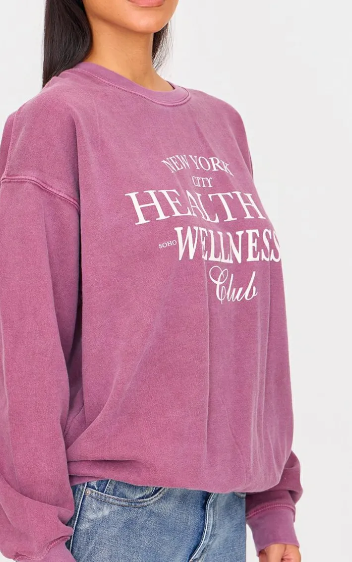 Burgundy New York Health & Wellness Printed Sweatshirt
