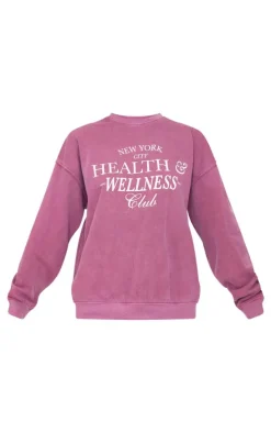 Burgundy New York Health & Wellness Printed Sweatshirt