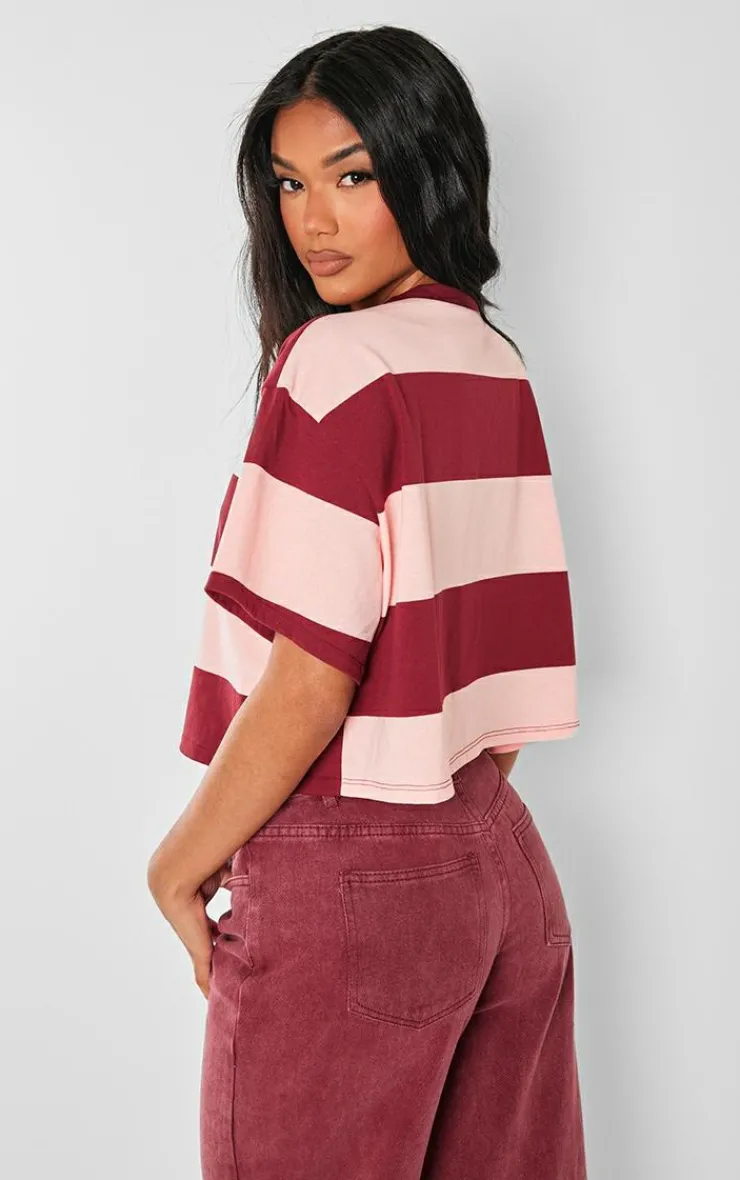 PrettyLittleThing T-Shirts*Oversized Striped Crop Top