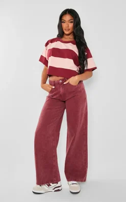 PrettyLittleThing T-Shirts*Oversized Striped Crop Top