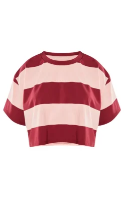 PrettyLittleThing T-Shirts*Oversized Striped Crop Top