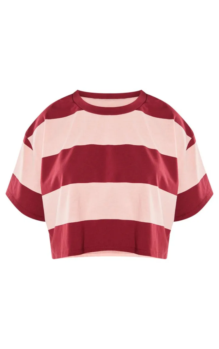 PrettyLittleThing T-Shirts*Oversized Striped Crop Top