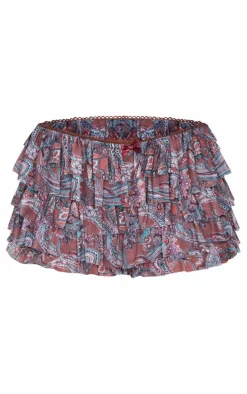 Burgundy Patchwork Print Low Rise Bloomers