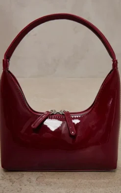 PrettyLittleThing Shoulder Bags*Patent Simple Structured Double Zip Shoulder Bag